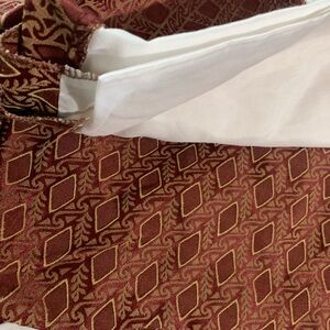 Elegant Burgundy and Gold Bed Skirt snd Matching Oversized Pillow Shams Set